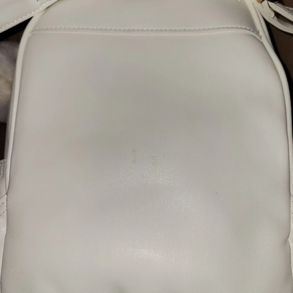 Like Dreams Quilted Stars and Moon Small White Backpack With Pom Pom New